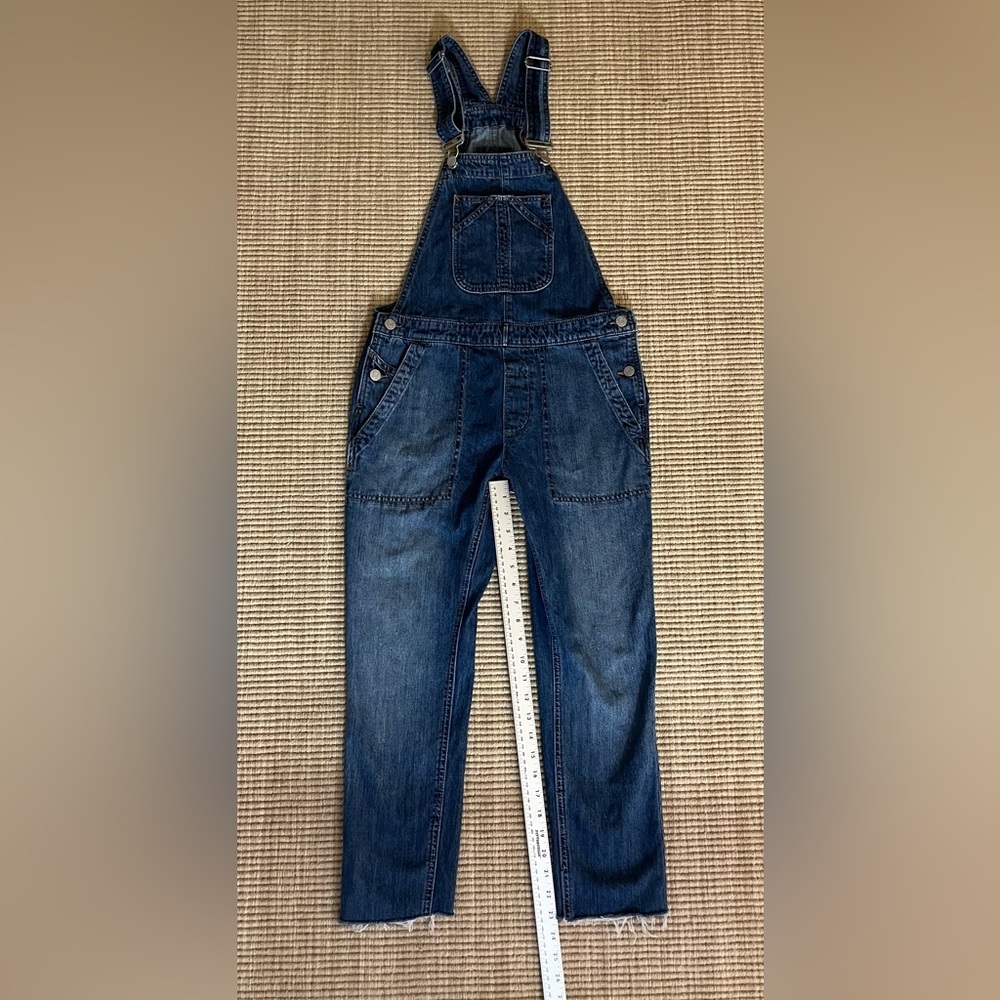 Gap for Good Relaxed Denim Overalls Medium Indigo Wash Raw Hem - XXS - EUC - Picture 4 of 8